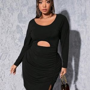 SHEIN 2XL Long Sleeve Cut Out Black Dress